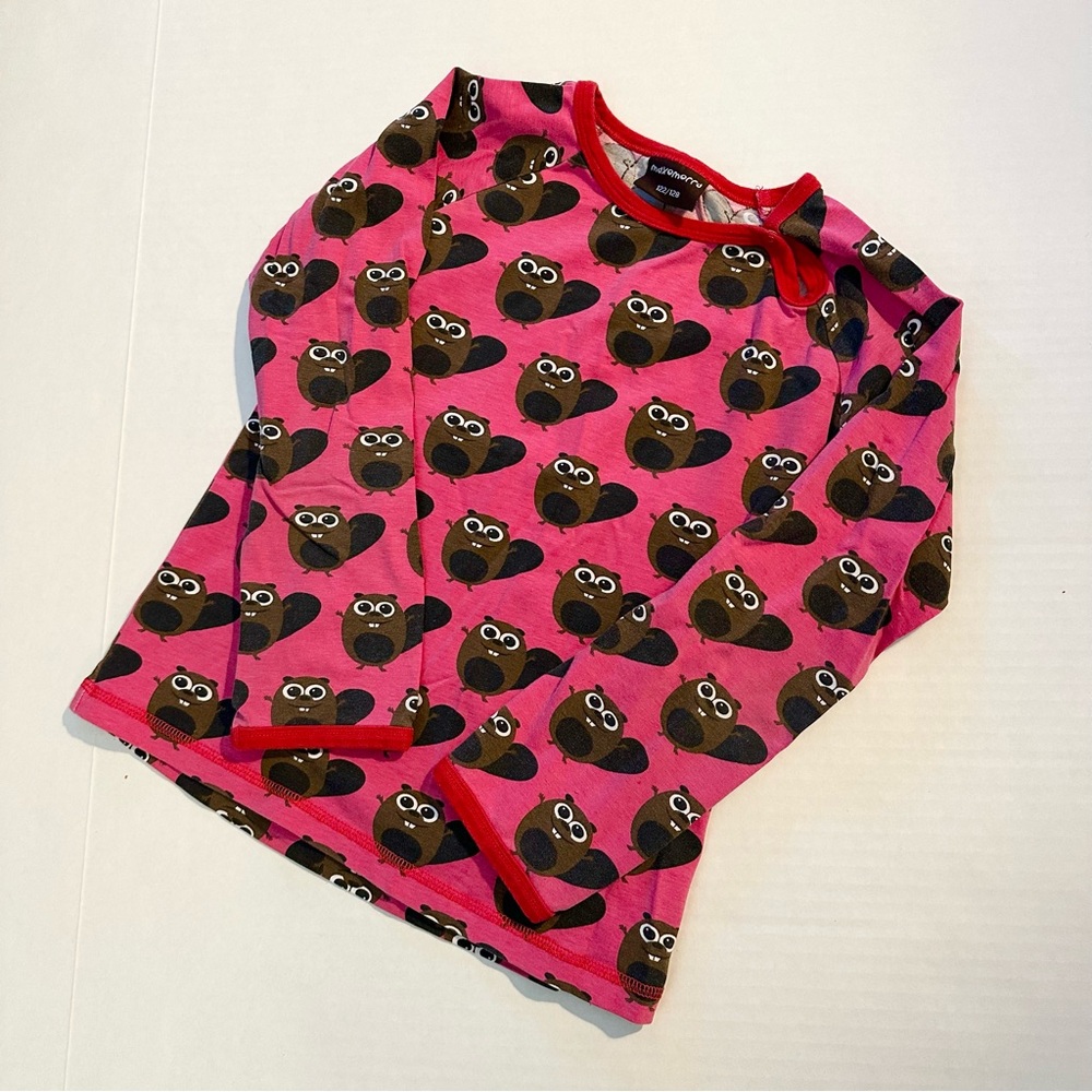 Maxomorra Beaver Print Long Sleeved Shirt